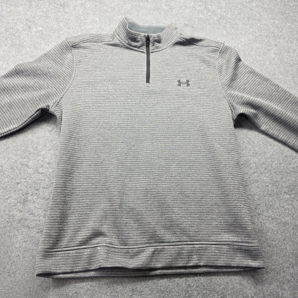 Under Armour Golf Storm Mens Large Gray Ribbed Quarter Zip Pullover Fleece Lined